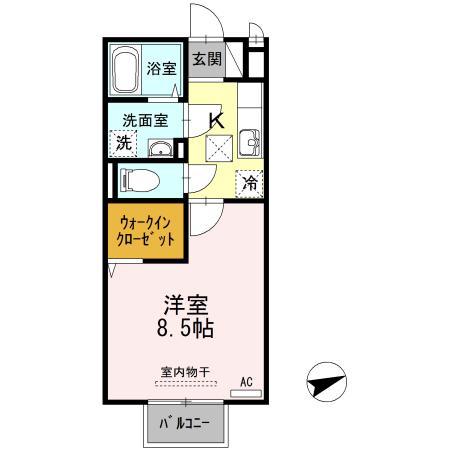 コージーコートⅡ(1K/1階)の間取り写真