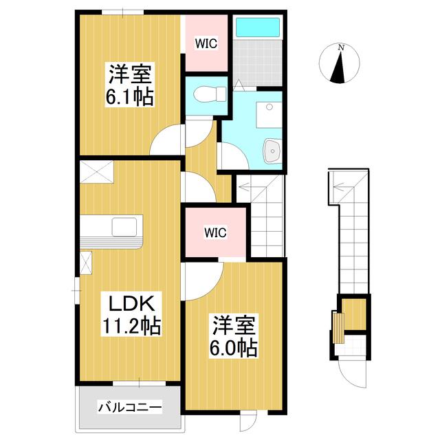 ルートJP66 B(2LDK/2階)の間取り写真