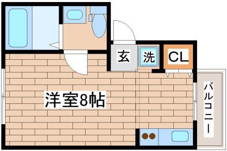 ルネ月見山(ワンルーム/2階)の間取り写真