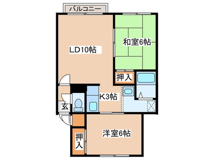 ハイム清和(2LDK/2階)の間取り写真