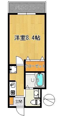 ウェルスクエア蒲田(1K/2階)の間取り写真