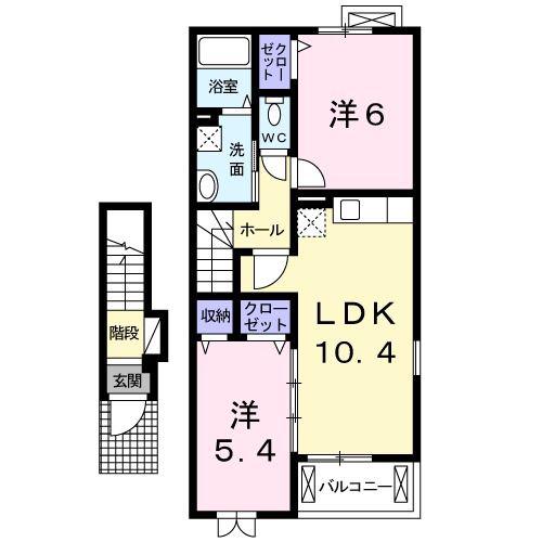 フィランソーロ(2LDK/2階)の間取り写真