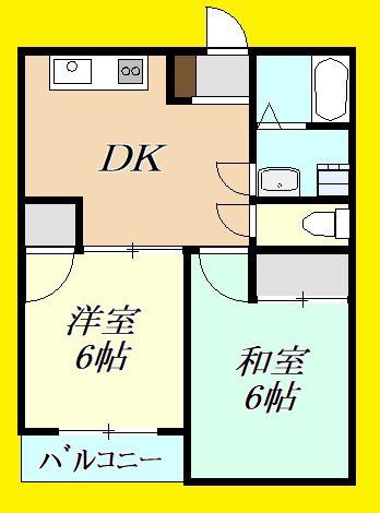 サンハイム橋本(2DK/1階)の間取り写真