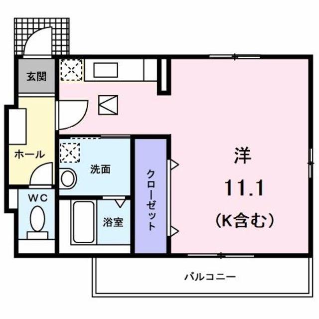 メゾン・カサブランカB(ワンルーム/1階)の間取り写真