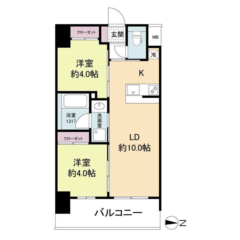 セレニテフラン新大阪(2LDK/4階)の間取り写真
