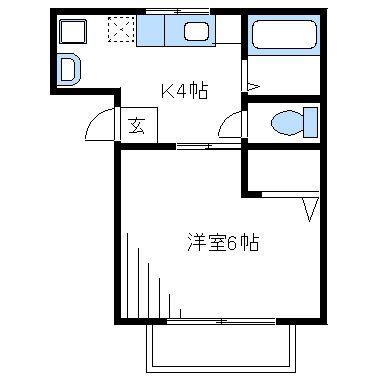 クレスト桐里(1DK/1階)の間取り写真
