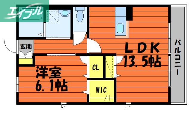 ディアコート I(1LDK/1階)の間取り写真