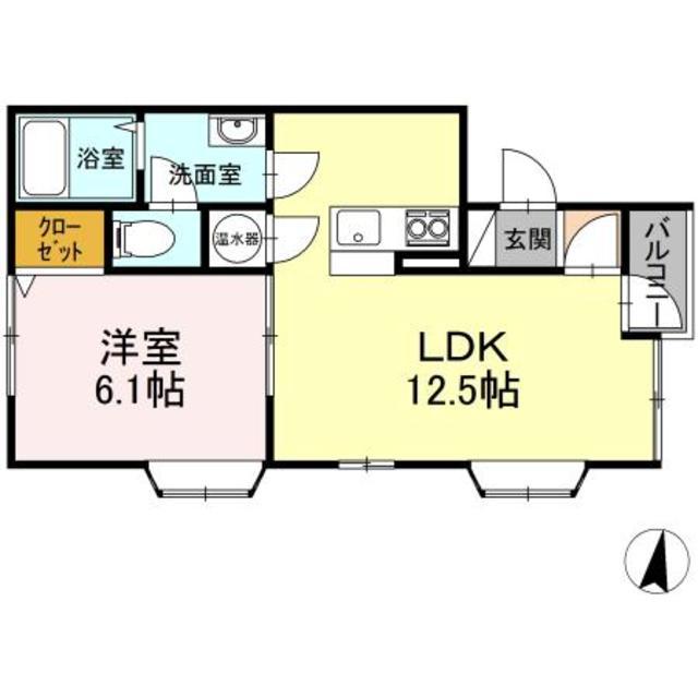 プレリュードD(1LDK/2階)の間取り写真