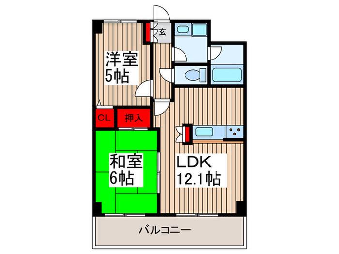ビエラコート南浦和(2LDK/7階)の間取り写真