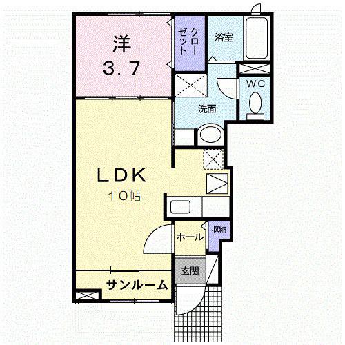 アバンツアートII(1LDK/1階)の間取り写真