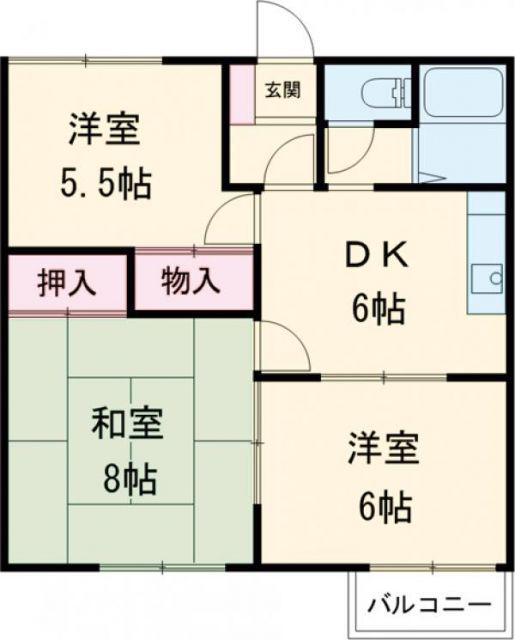クロスロード(3DK/1階)の間取り写真
