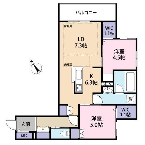 エルズプラス高円寺南(2LDK/2階)の間取り写真