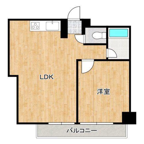 ヴィラウエストなんば(1LDK/4階)の間取り写真
