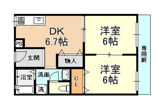 シティコーポ本郷(2DK/1階)の間取り写真