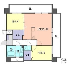 YGM箱崎駅前II(2LDK/6階)の間取り写真