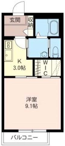 アベイユ(1K/1階)の間取り写真