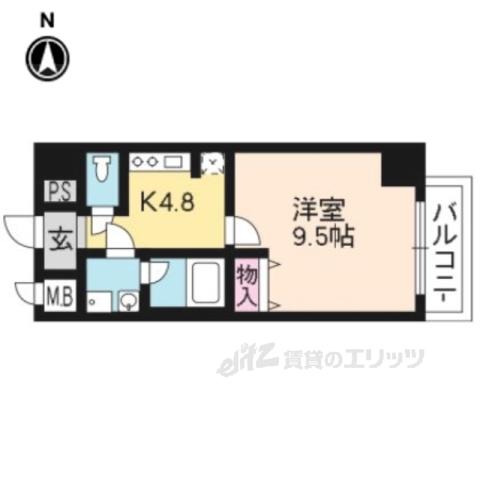 CITY SPIRE浜大津駅前(1K/7階)の間取り写真