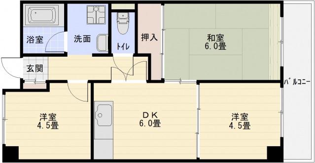 グランド-ル法善寺(3DK/4階)の間取り写真