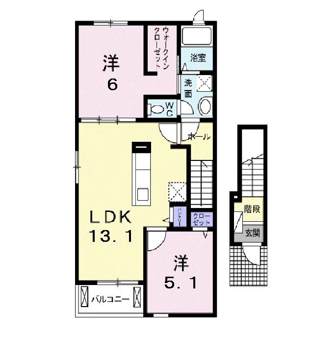 プレシャスT-II(2LDK/2階)の間取り写真