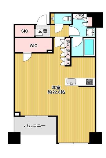 白金ザ・スカイ東棟(ワンルーム/35階)の間取り写真