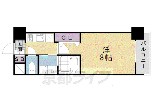 カスタリア京都西大路(1K/9階)の間取り写真