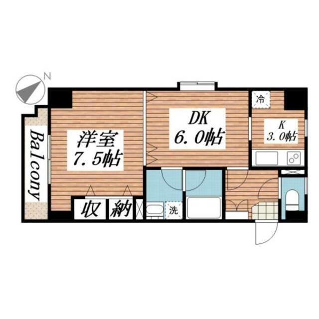 サンアーバン目黒 部屋番号0803(1DK/8階)の間取り写真