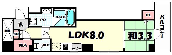 SHEWAS REGALIA(1LDK/7階)の間取り写真