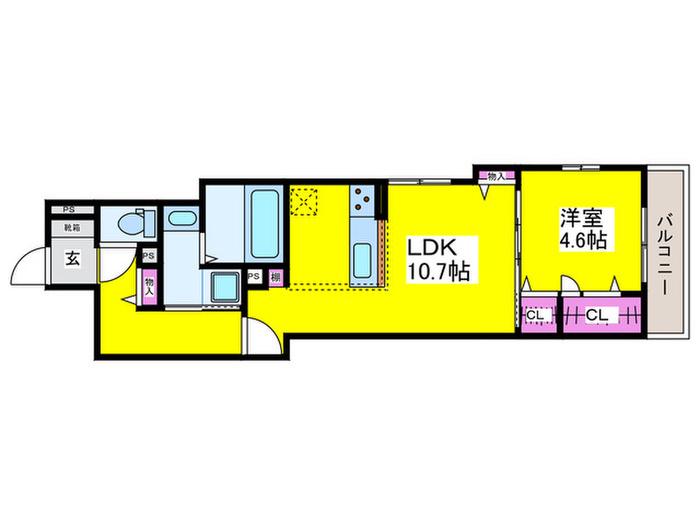 ヒロ グランデ 2ND(1LDK/3階)の間取り写真
