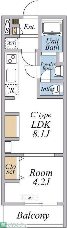 リブリ・西国立(1LDK/2階)の間取り写真