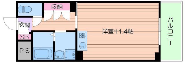 エルヴェ東天満(ワンルーム/21階)の間取り写真