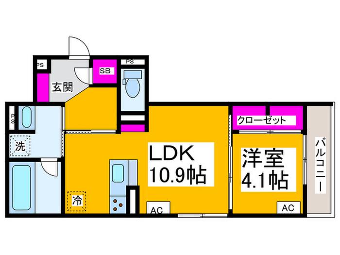 クラシスト新金岡(1LDK/2階)の間取り写真