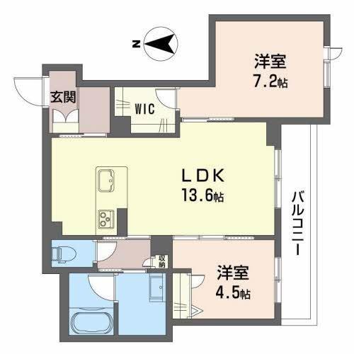 グランドパレス掛尾(2LDK/3階)の間取り写真