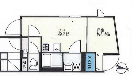 LUXE文京白山(1DK/3階)の間取り写真