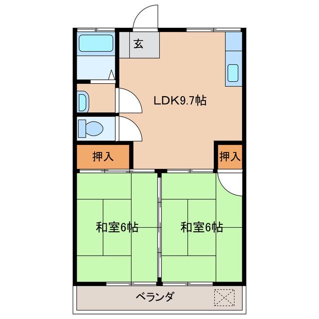 コーポ柳橋(2LDK/2階)の間取り写真