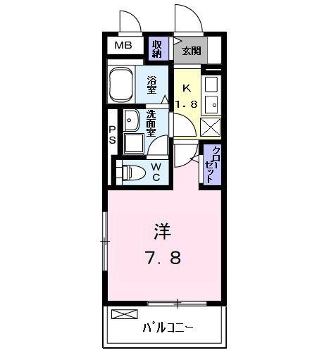 ハーモニーハイツ高畑(1K/2階)の間取り写真