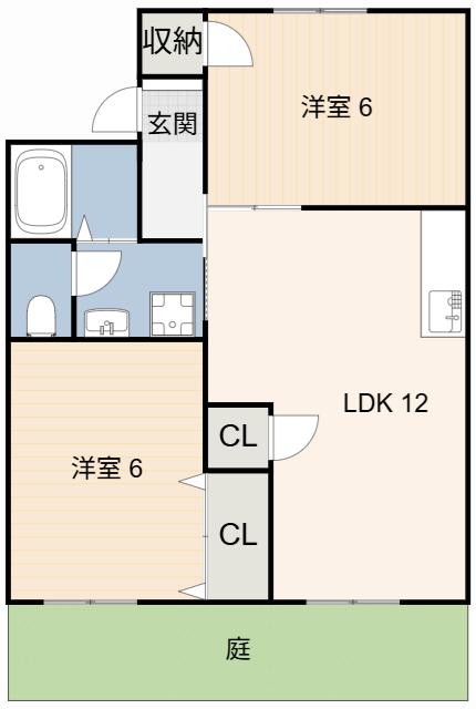 カーリハイムT&I I(2LDK/1階)の間取り写真