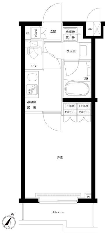 ルーブル板橋泉町弐番館(1K/2階)の間取り写真