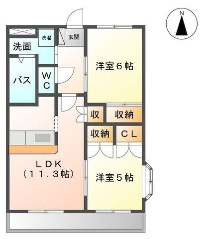 エクセレンスS(2LDK/2階)の間取り写真