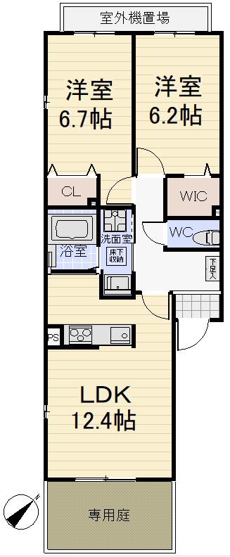 フォンターナ107(2LDK/1階)の間取り写真