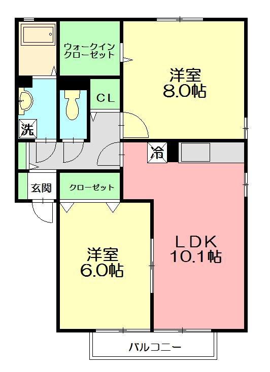 マノワール.ヒサシII(2LDK/1階)の間取り写真