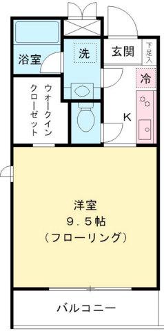 ヴィラージュ調布(1K/1階)の間取り写真