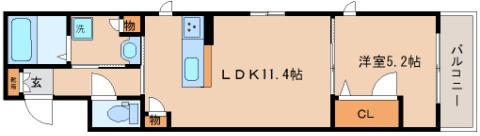シャーメゾンユニテ神戸駅前(1LDK/2階)の間取り写真