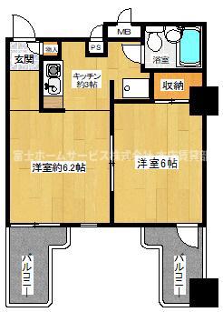 ふぁみゆアビコI(2K/11階)の間取り写真