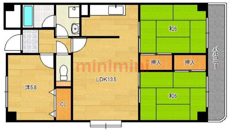 グレイスミシマ(3LDK/4階)の間取り写真