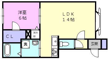 クリークビレッジIII(1LDK/2階)の間取り写真