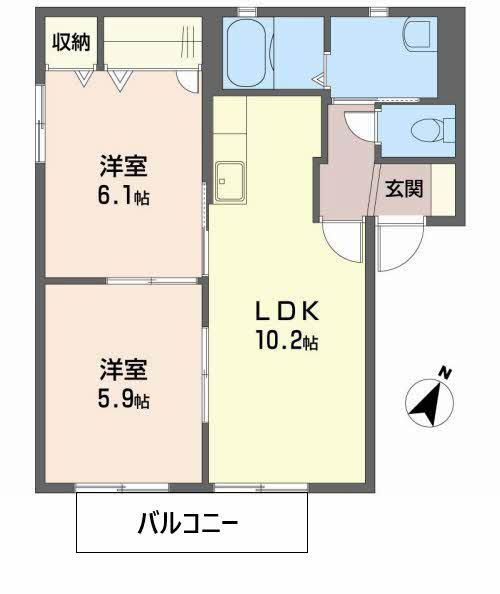 ハル・フォーレI(2LDK/1階)の間取り写真