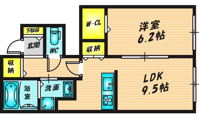 アムールコート(1LDK/1階)の間取り写真