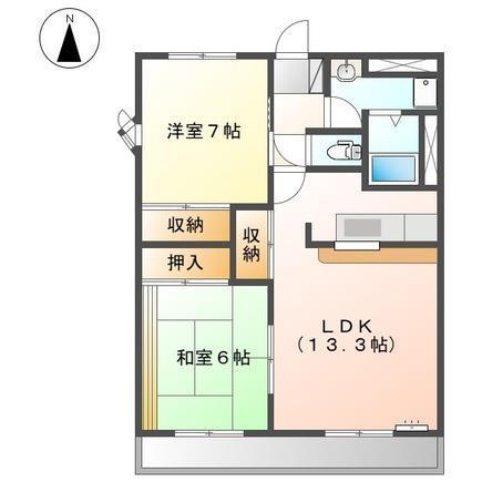 プロニティ五反田(2LDK/2階)の間取り写真