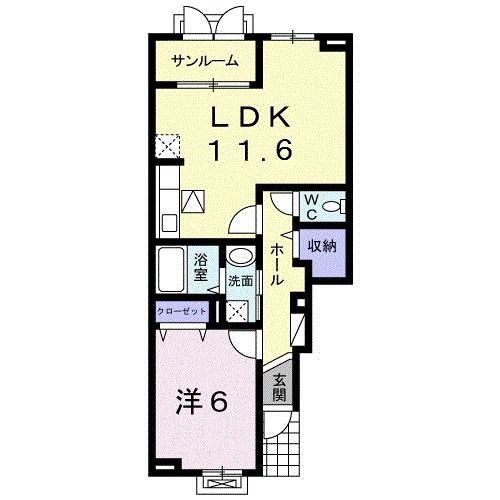 呉竹ヒルズIII(1LDK/1階)の間取り写真