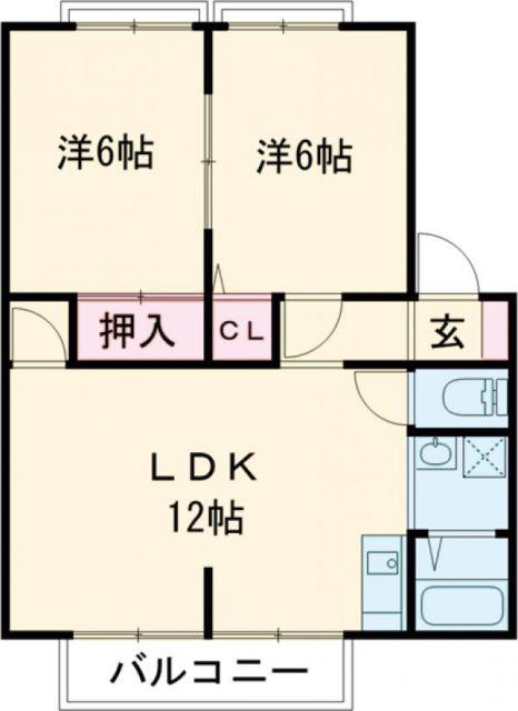 サンビレッジ鈴鹿C(2LDK/2階)の間取り写真